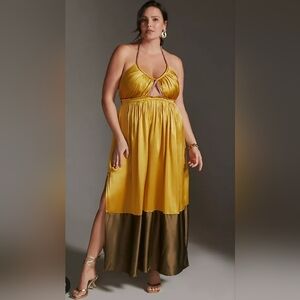 Anthropologie Silk Colorblocked Maxi Dress Size 26w